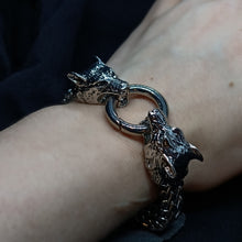 Load image into Gallery viewer, Viking Wolf Head Bracelet