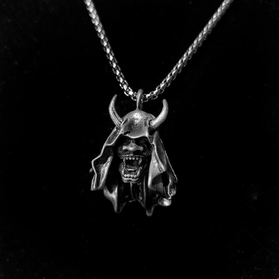 Hooded Oni  Mask Necklace