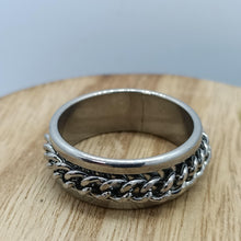 Load image into Gallery viewer, Sooki Collective spinning chain ring, stainless steel, unisex fidget ring, ADHD, anxiety relief
